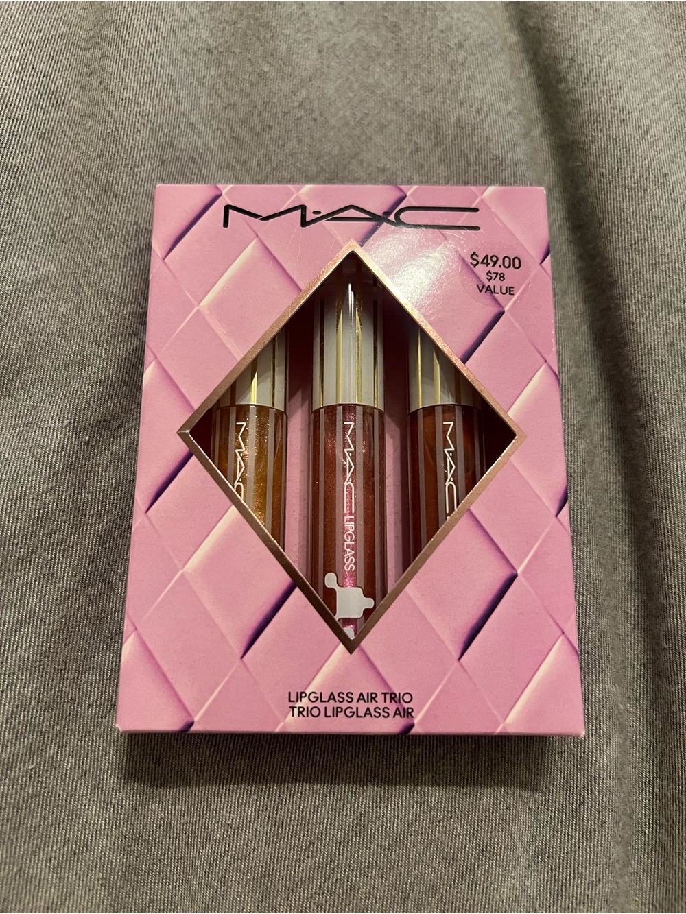 MAC Cosmetics Lipglass Trio — Pink, Rose, Bronze Glosses
